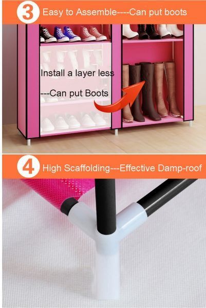 Шафа для взуття Shoe Cabinet тканинна 6 полиць, дві секції. Коричневе світло BR00047 VE47 фото