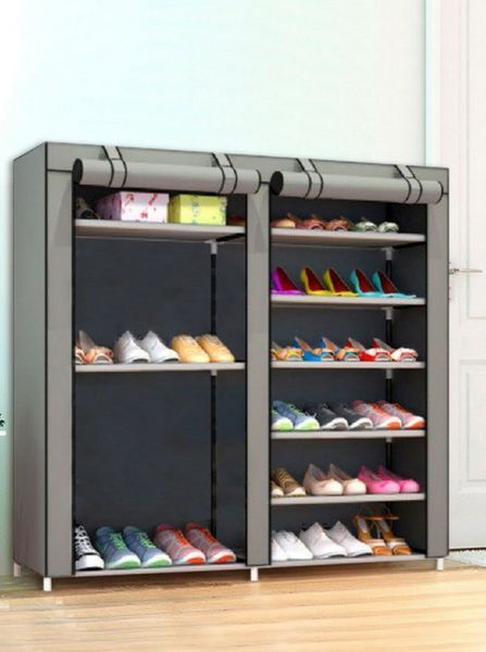 Шафа для взуття Shoe Cabinet тканинна 6 полиць, дві секції. Коричневе світло BR00047 VE47 фото
