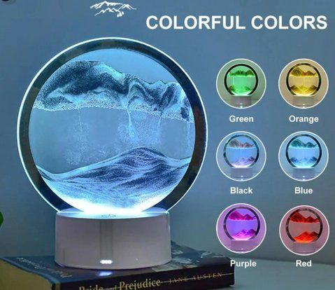 Настільна лампа пісочні гори 3D-нічник з USB, RGB і підставкою, рухомий пісочний годинник. B1 фото