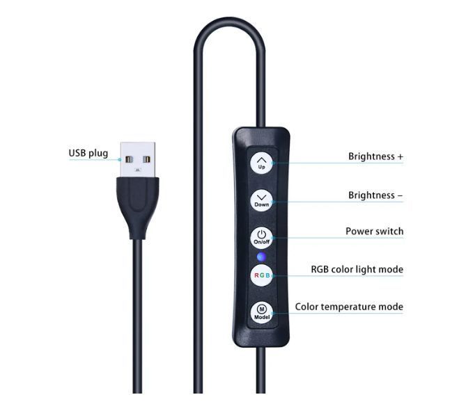 Кільцева світлодіодна RGB-лампа YQ 26 cm тримачем для телефона та кріпленням під штатив VEN14726CM фото