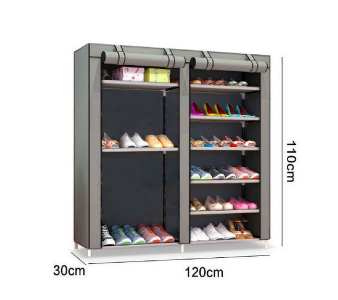 Шафа для взуття Shoe Cabinet тканинна 6 полиць, дві секції. Коричневе світло BR00047 VE47 фото