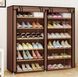 Шафа для взуття Shoe Cabinet тканинна 6 полиць, дві секції. Коричневе світло BR00047 VE47 фото 3