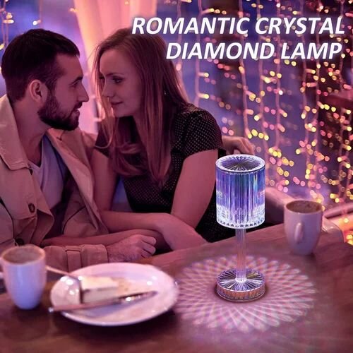LED Multicolor Crystal Table Lamp For Decoration, Plastic