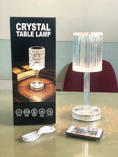LED Multicolor Crystal Table Lamp For Decoration, Plastic